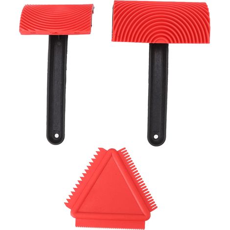 3 outils à motif bois pour peinture texturée, set d'accessoires de construction en caoutchouc durable pour finition décorative