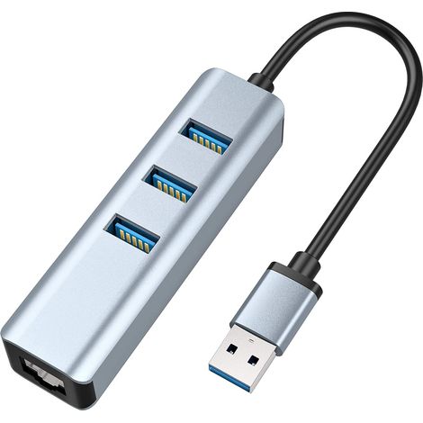 Adaptateur Ethernet USB 3.0 - Hub USB 3.0 à 3 Ports - RJ45 Gigabit 10/100/1000 Mbps - Compatible Windows Mac Linux Chrome OS - 1 Pièce (1/5)