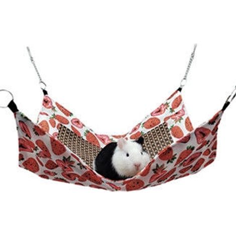 Hamac pour petits animaux, tapis rafraîchissant d'été pour Hamster, Cage, cochon d'inde, lapin, Chinchilla, rongeur, fraise (1/5)