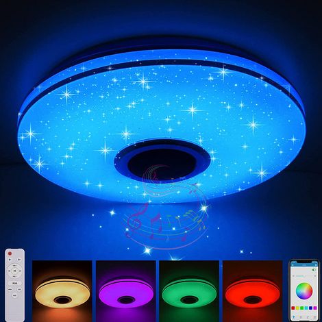 RCBBETT ZA SAS Plafonnier LED Bluetooth ultra-plat rond multicolore réglable avec rétroéclairage – Éclairage moderne design pour salon, chambre, salle de jeux, bureau, couloir, chambre d’enfant