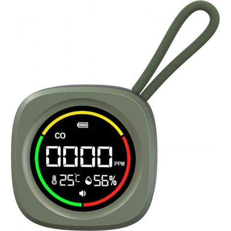 Détecteur de monoxyde de carbone, vert, 666630mm, alarme de détecteur de CO portable, détecteur de température et d'humidité. (1/5)