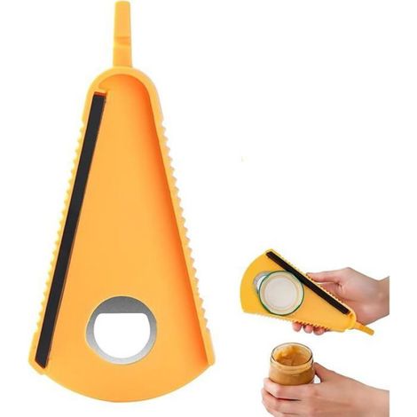 Ouvre-bouteille design triangulaire en résine ABS avec bande caoutchouc antidérapante pour cuisine et usage quotidien (1/5)