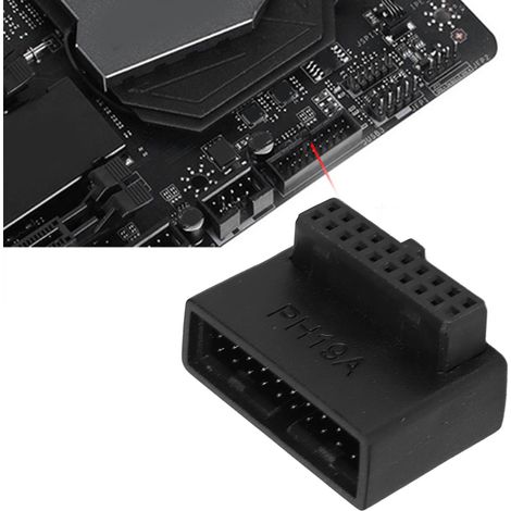 Adaptateur d'alimentation USB 3.0 90° avec circuit multicouche, installation facile, connecteur 19/20 broches PH19A