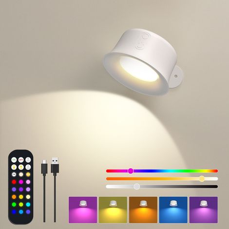 Lampe murale de tête de lit rechargeable minimaliste télécommande sans câblage multifonction LED wall light stick punch Free Mobile Light - rgbww - - batterie 2000mah avec télécommande (1/2)