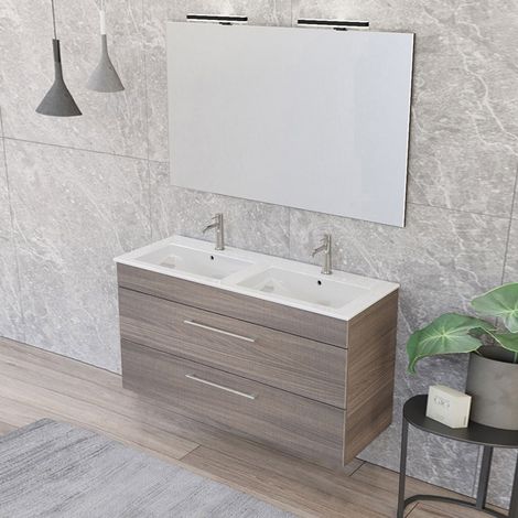 Mobile bagno sospeso 120 cm Smart olmo con specchio (1/5)