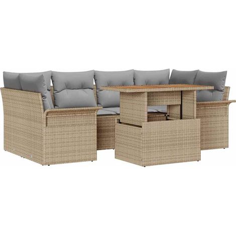 Garden Sofa Set with Storage 7 pcs Beige Poly rattan vidaXL (1/5)
