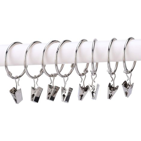30 Stück Gardinenringe mit Clips, Metall-Gardinenringe, Aufhängeringe mit Clips für Gardinen und Gardinenstangen, 38 mm Innendurchmesser (1/5)