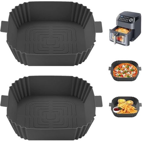 Teglia in silicone per friggitrice ad aria, 19,5 cm, 2 pezzi - Accessori per forno e microonde, grigio (1/5)