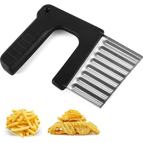 Coupe-pommes de terre en acier inoxydable, couteau à nouilles, outil de découpe (noir)