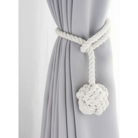 2 Stück beigefarbene Gardinenhalter, gestrickte Gardinenhalter (1/5)