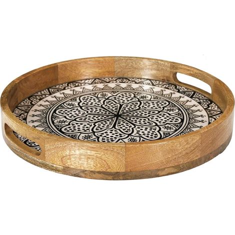 Plateau de Service en Bois "Dune" 35cm Noir (1/5)