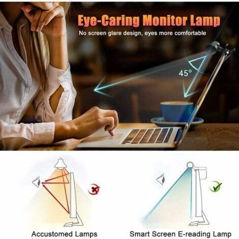 NALOOKAMIC LED Lampe Ordinateur Portable, Lampe Laptop pour Vidéoconférence, Lampe de Bureau, Lampes USB Screenbar avec 10 Luminosité / 3 Températures de Couleur/Gain de Place (1/3)