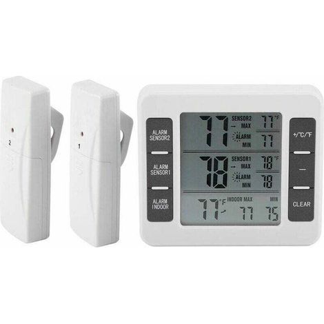 Termometro digitale per frigorifero e congelatore con allarme acustico e sensore wireless, visualizzazione Min/Max. (1/4)