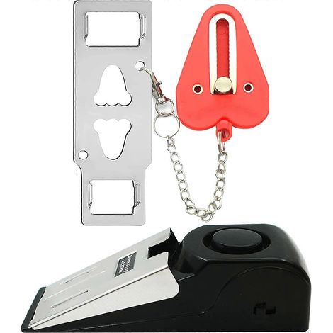 Verrou de porte portable amélioré et alarme de butée de porte, kit de sécurité double protection pour porte, dispositif de sécurité de porte (1/5)