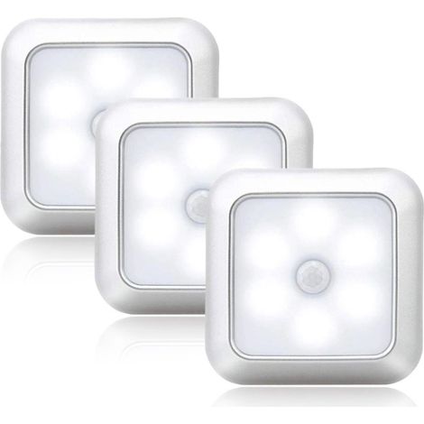 Ensemble de veilleuses LED - Détecteur de mouvement - 3 pièces - Détecteur de mouvement et de luminosité - Blanc froid - Pour placard, étagère et escaliers - Installation facile (1/5)