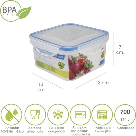 Contenitore Ermetico Quadrato In Plastica 700 ml. 13x13x7(H) cm. (1/5)