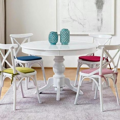 Table blanche extensible - ⌀118/158 cm, pied tourné TENA (1/4)