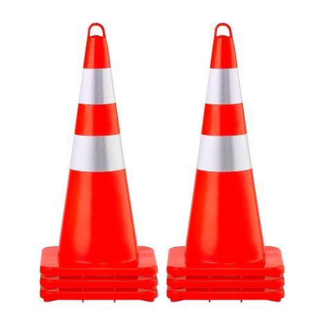 Cône Signalisation Réfléchissant 73 cm - Plot de Chantier en PVC (1/5)