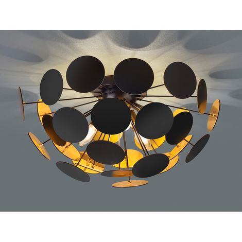 Ausgefallene Deckenleuchte DISCALGO Lampenschirm Schwarz-Gold, Ø 54cm (1/5)