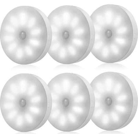 Lot de 6 Veilleuse, Détecteur de mouvement, 10 LED, Rechargeable USB, Placard, Chambre (1/5)