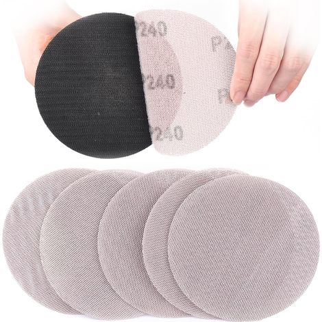 Treillis Feuilles Abrasive 125mm, 50 Pièces Papier a Poncer 240 Grains Abrasives Papier pour Ponceuse Vibrante Polir et Enlever La Rouille (1/5)
