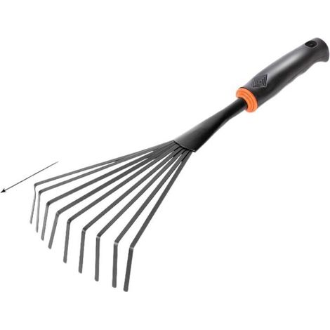 Râteau à main à neuf dents avec manche ergonomique pour plantation, repiquage, désherbage et transport - 1 pièce - Noir (1/3)