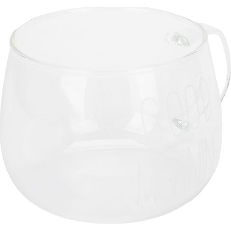 Tasse à café en verre borosilicate transparent avec anse pour thé au lait, cocktails et autres boissons (étiquette blanche) (1/5)