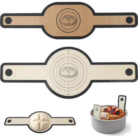 2 Pcs Silicone Baking Mat for Dutch Oven, Non-Stick Reusable Bread Baking Mat with Heat Resistant Handles, Suitable for Sourdough Bread, Pizza and Cookies (1/5)