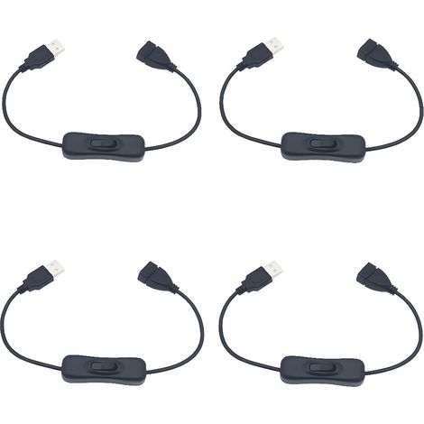 USB-Schalter, 4 Stück 30 cm USB-Verlängerungskabel mit Ein-/Ausschalter, kompatibel mit Dashcam, Schreibtischlampe, LED-Streifen (1/5)