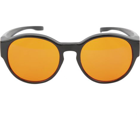 Lunettes d'ordinateur anti-lumière bleue, à porter par-dessus ses lunettes de vue, verres ambrés, monture ronde (1/5)