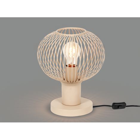 Tischleuchte GILA mit Gitter Lampenschirm Beige, Höhe 28cm
