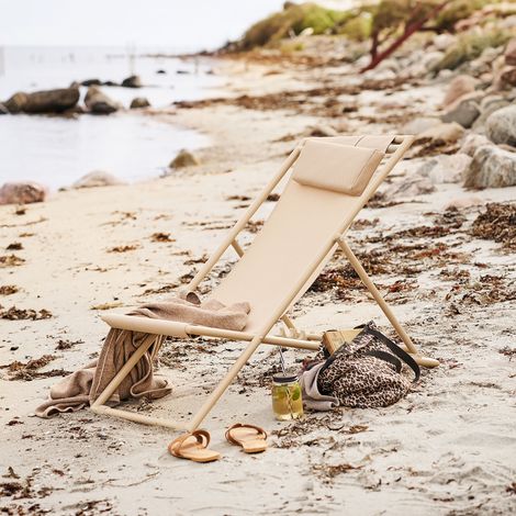 Cille chaise de plage à 4 positions dossier taupe. (1/5)