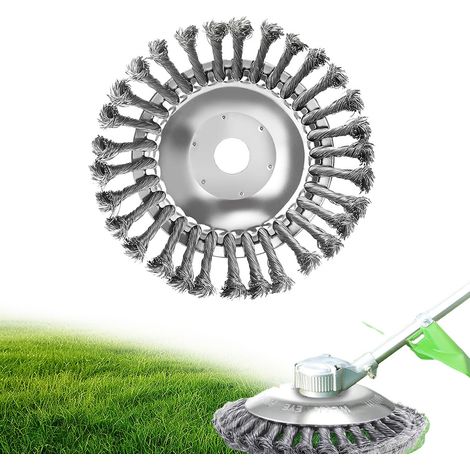 Brosse rotative désherbante ronde pour débroussailleuse 200×25,4 mm (8 pouces), outil pour pelouse, jardin et agriculture (1/5)