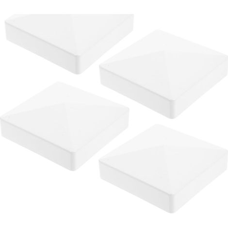 Chapeau Poteau 10x10 Blanc en Abs, Lot de 4 Capuchons de Poteau de Clôture en Pvc, Résistants aux Intempéries Installation Facile pour Terrasse et Boîte aux Lettres Extérieure (1/5)