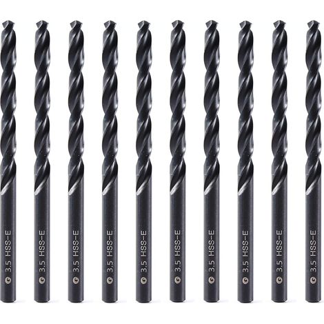 Lot de 10 - Foret hélicoïdal - Acier rapide M35 - Perçage métal acier fonte - Usage professionnel et bricolage - Argent - 3,5mm x 70mm (1/5)