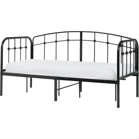 Bed Frame Black Metal EU Single 3ft Industrial Modern Style In-Built Slats ARRIEN (1/5)