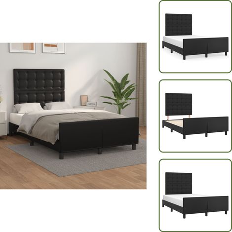 The Living Store Cadre de lit sans matelas noir 120x190 cm similicuir - Cadre De Lit - Lit Double - Lit Moderne - Tête De Lit Ajustable - Similicuir