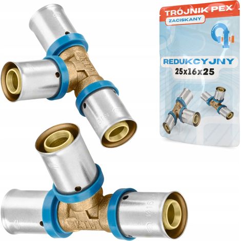 Conector Alupex prensado con abrazadera reductora de 25 x 16 x 25 PEX (1/5)