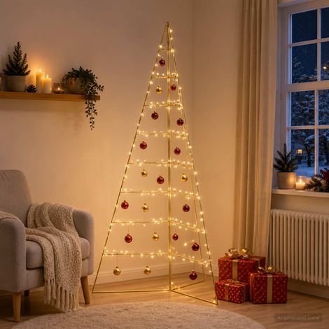vidaXL Árbol de Navidad de metal KUOPIO 180 cm Acero Dorado (1/5)