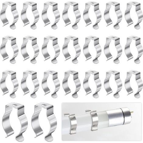 BUNTHAUS (Argent)Clip de Fixation de Lampe-28x23x9.8cm, 30Pcs Tube Fluorescent Support Lampe pour Fixer le Tube de la Lampe pour Éviter l'affaissement, Tube Fluorescent Support Convient aux Lampes T8 