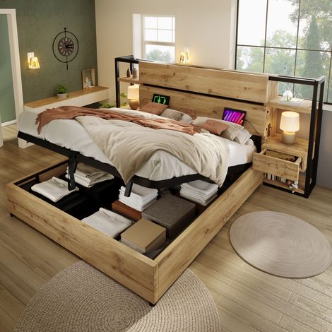 Letto matrimoniale contenitore 160x200 con USB OKMYHOME (1/5)