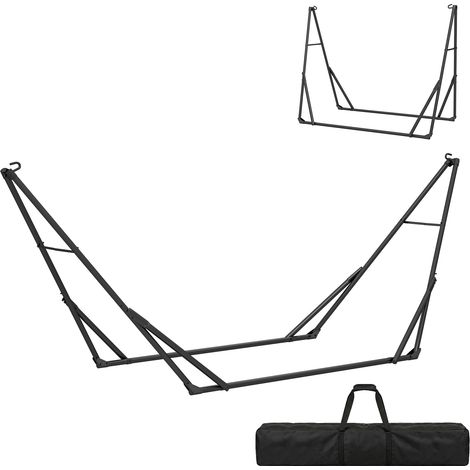 Hängemattengestell für Hängematte verstellbar klappbar tragbar Hängemattenständer mit Tragetasche 290x78x100 cm Schwarz