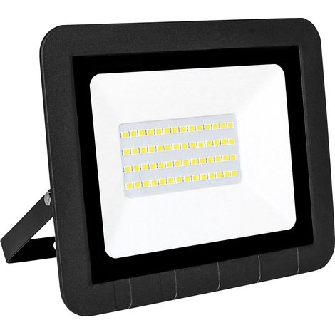 Projecteur LED plat Matel noir IP65 30W chaud