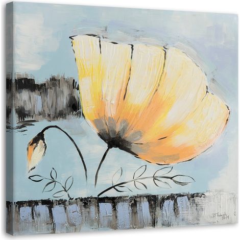 Tableau sur toile Fleurs Nature Jaune Bleu 40x40 (1/5)