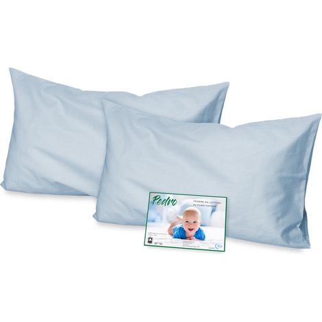 COPPIA federa PEDRO per LETTINO bambino CM. 40X60 TUTTI I COLORI Azzurro