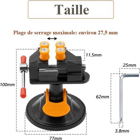 Mesee Mini Étau d'Établi Universel à Ventouse, Vice Mâchoire de Table Pince à Sculpter Rotatif à 360 Degrés Outil de Serrage à Fixer pour Réparation Montre et Bricolage Sculpture Nucléaire Bijoux (1/4)