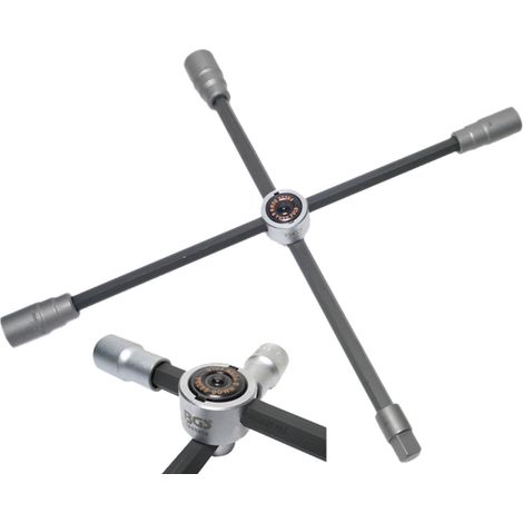 BGS  llave  cruz  plegable  para  ruedas  de  camión  cuadrada  SW  24  x  27  x  32  x  20  mm  (3/4")  -  1458 (1/3)