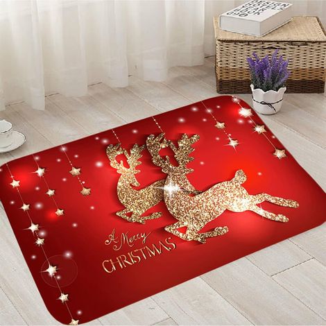 Tapis de Sol de Noël, Cuisine Tapis Décoration de noël, Tapis de Bain noël, Tapis de Noël intérieur (C) (1/5)