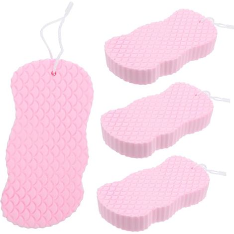 Set 4 spugne da bagno per ragazzi e ragazze, esfolianti e pratiche per il bagno quotidiano (1/2)