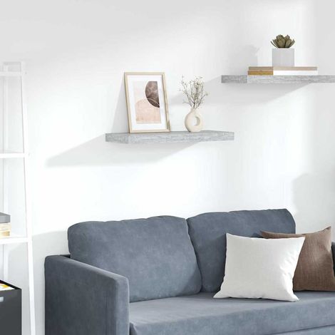 Étagère murale flottante Étagère de Rangement - Meuble de rangement Gris béton 60x23,5x3,8 cm MDF BV625447 - BonneVie (1/5)